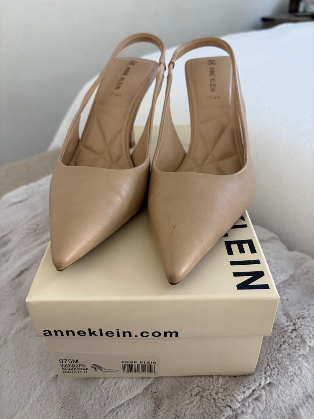 Anne Klein Nude Pointed Slingback Pumps